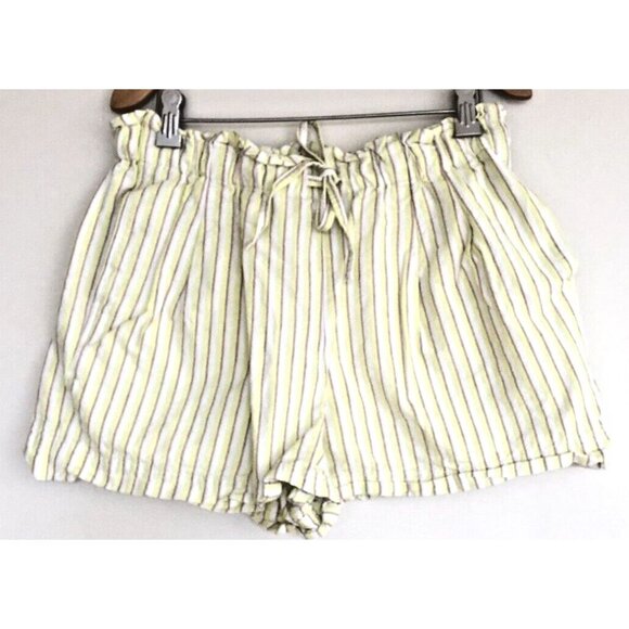 Uniqlo Linen Blend Striped Paper Bag Elastic Waist Shorts Drawstring Pockets - Picture 7 of 12